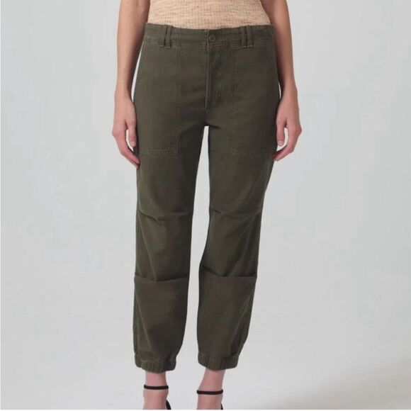 Citizens of Humanity Agni Utility Carho Trousers Sz 31 Tea Leaf Green Low Rise - Picture 1 of 9
